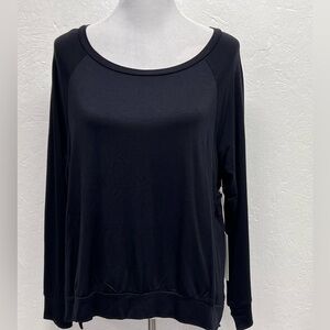 WOMEN’S - Ivoire Knit long Sleeve - Open Sides Top Black - L